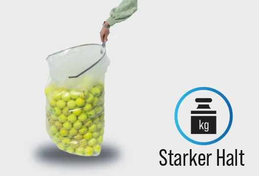 der Beutelhalter hält den Sack fest. auch bei schweren Inhalt