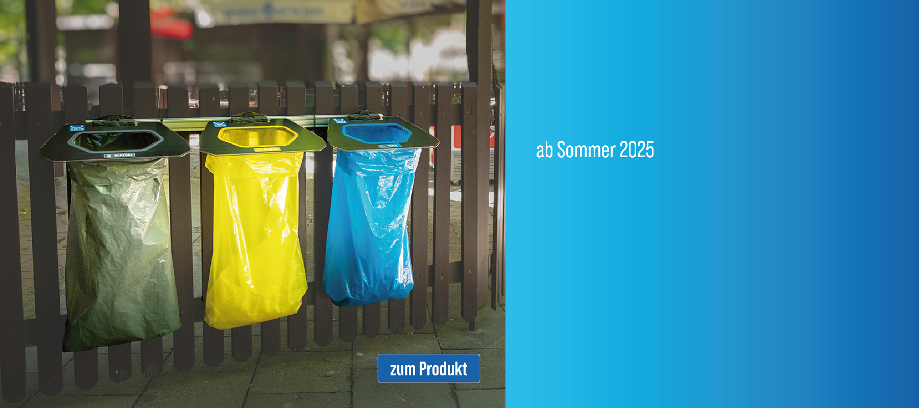 einfache Mülltrennung mit individueller Bedruckung für noch mehr Werbung. O-Spring!